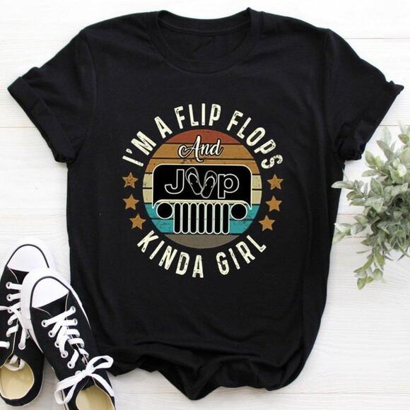 Other - Im A Flip Flops And Jeep Girl Shirt Unisex Tee Retro Shirt